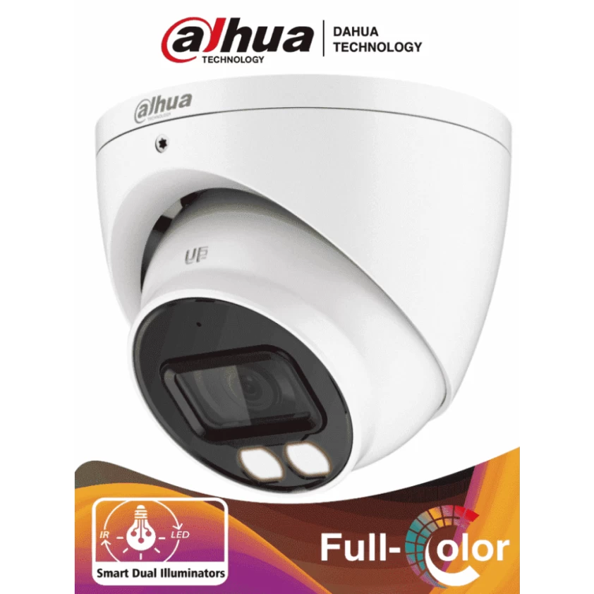 Cámara Análoga Torreta 2MP Smart dual light lente fijo 40m IR 40m LED 130 dB WDR 3DNR con audio IP67 Metal