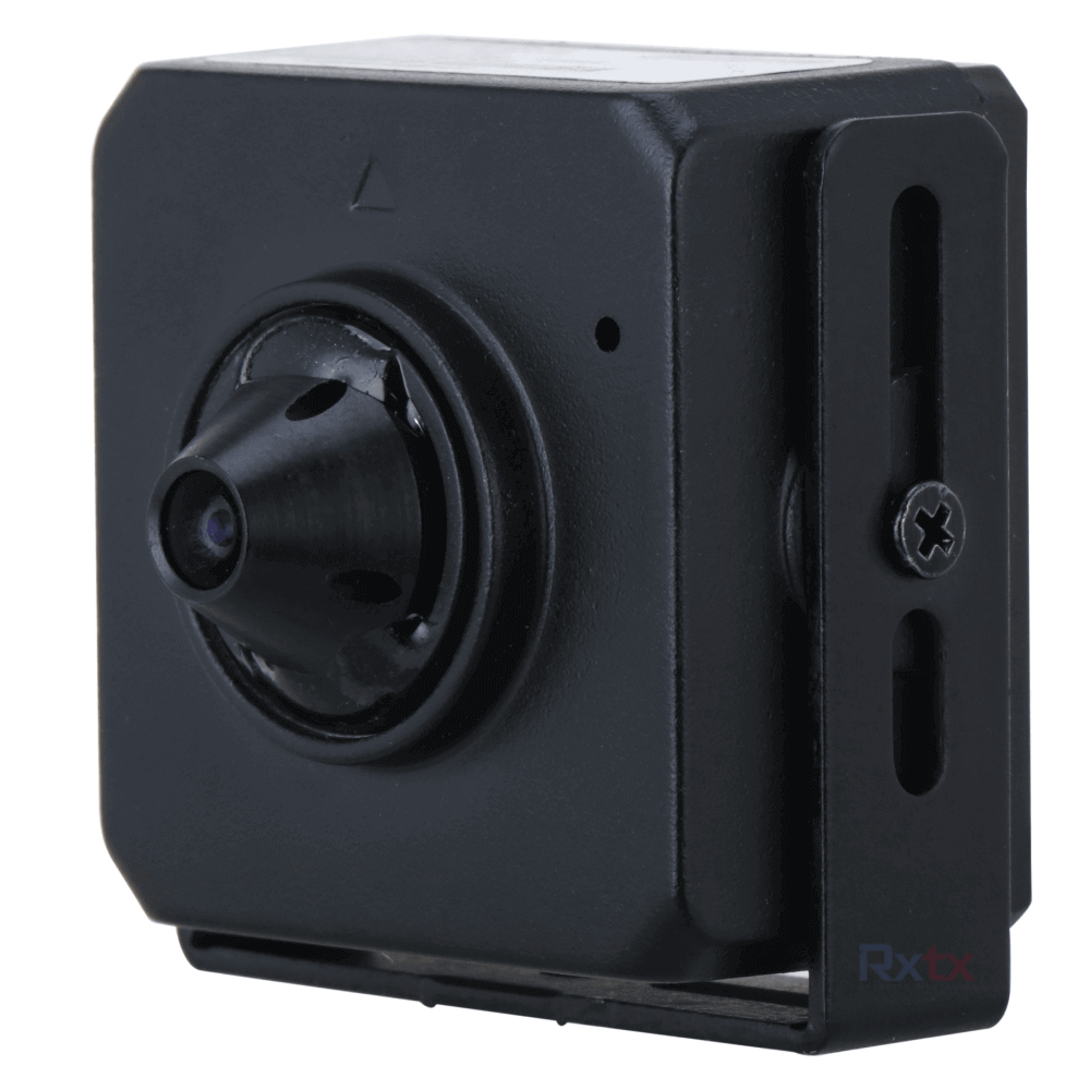 Cámara IP Pinhole 4MP lente fijo Micrófono Metal Función IA: Protección perimetral 12 VDC