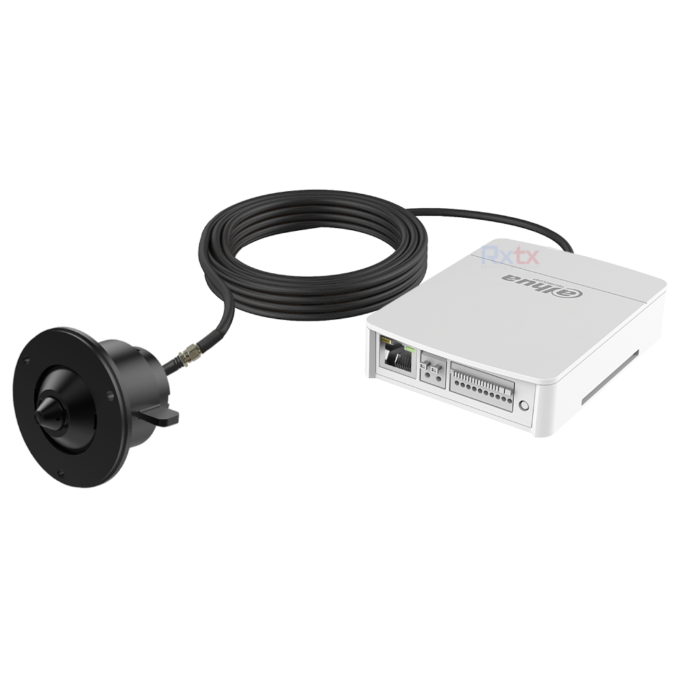 Cámara IP Pinhole 4MP  E/S de audio Metal Función IA: Acupick Protección perimetral  Detección facial  Conteo de personas Proteccion de privacidad Tarjeta Micro SD (Máx.) 512 GB 12 VDC/PoE