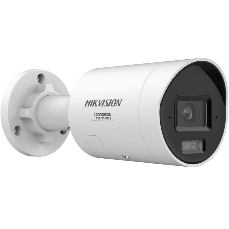 CÁMARA BULLET IP FIJA DE 4 MP CON COLORVU, LUZ HÍBRIDA INTELIGENTE, DETECCIÓN DE PERSONAS Y VEHÍCULOS, MICRÓFONOS DUALES, AUDIO BIDIRECCIONAL, DISEÑO